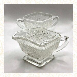 Vintage Tiara by Indiana Glass Creamer & Sugar Bowl